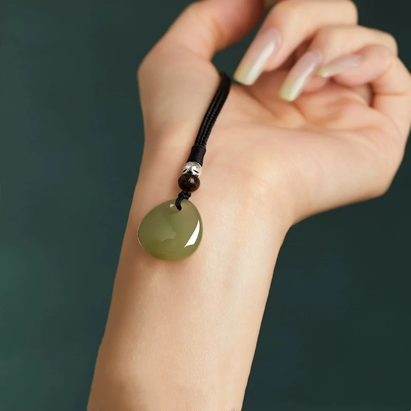 Natural Jade Fu Bag Pendant for Women Hetian Jade Peace Blessing Amulet Lucky Small Hanging Ornament Gifts