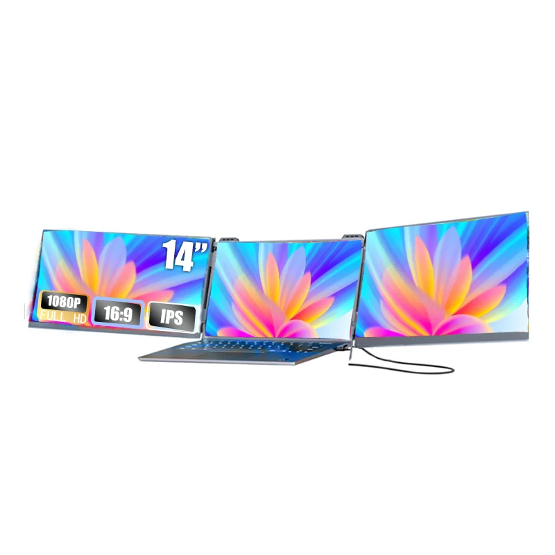 

OEM/ODM 14" Triple Screen For Laptop Portable Dual Triple Laptop Screen Extend Screen Extender Portable Triple