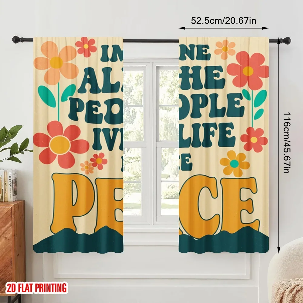 2pcs 2D flat printing Drapes Imagine All People Peace Fabric Without Electricity All Season Party & Holiday Decor for gold wall