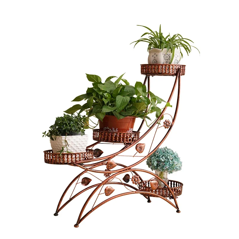 Multi story floor standing internet celebrity flower rack assembly, living room balcony, minimalist rural bonsai rack