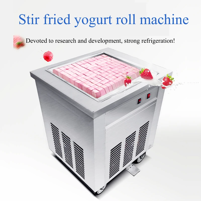 Acero inoxidable comercial de yogur de máquina de helado frito de doble olla de placa cuadrada de alta producción