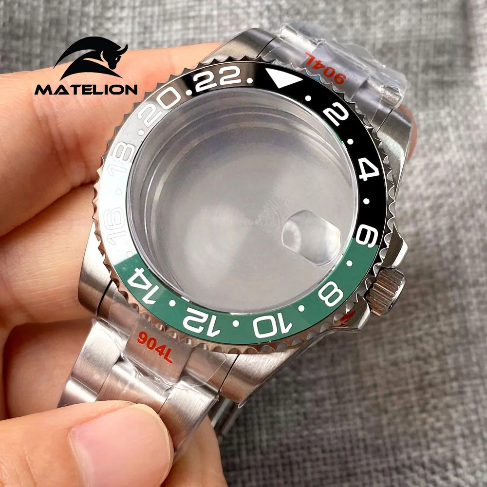 Matelion 20ATM Dive 40mm SUB Case Fit NH35 NH34 GMT ETA 2824 PT5000 Watch Case Steel Bracelet Sapphire 120 Clicks Sliding Buckle