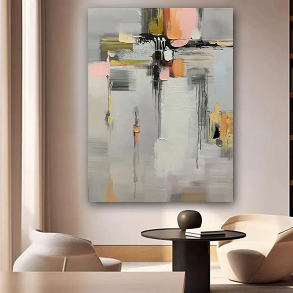Luxury Home Decor Painting Abstract Handmade Canvas Oil Paintings Wall Art Picture Grey Texture Mural For Livingroom Porch Trim