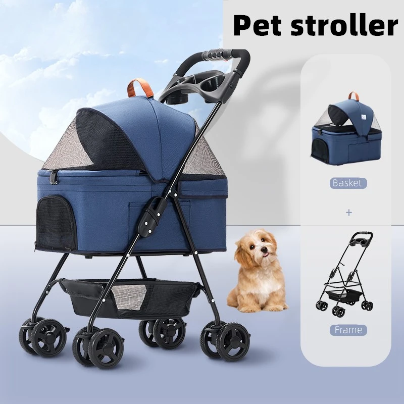 Puppy Stroller Universal 4 Wheels Trolley Cat Carrier Dog Carriage Stroller Cat Transport Bag Trolley Stroller