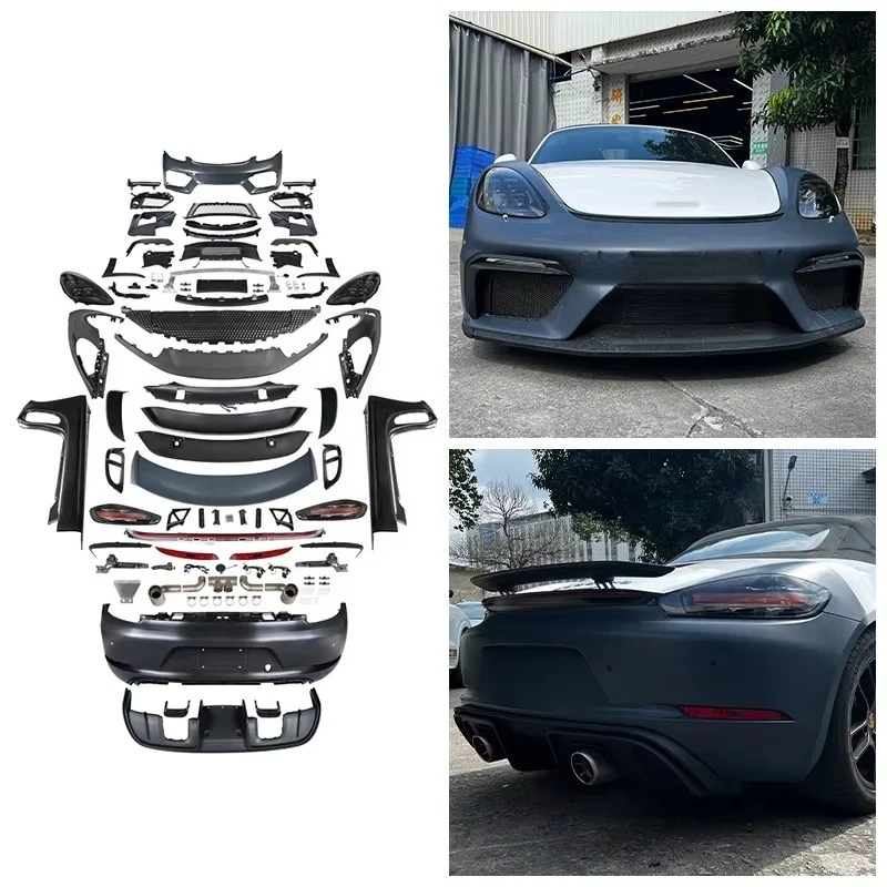 2012-2016 Car Upgraded 718 Front Bumper Headlights Body Kit Rear Bumper Taillights Spoiler for Cayman Boxster 981