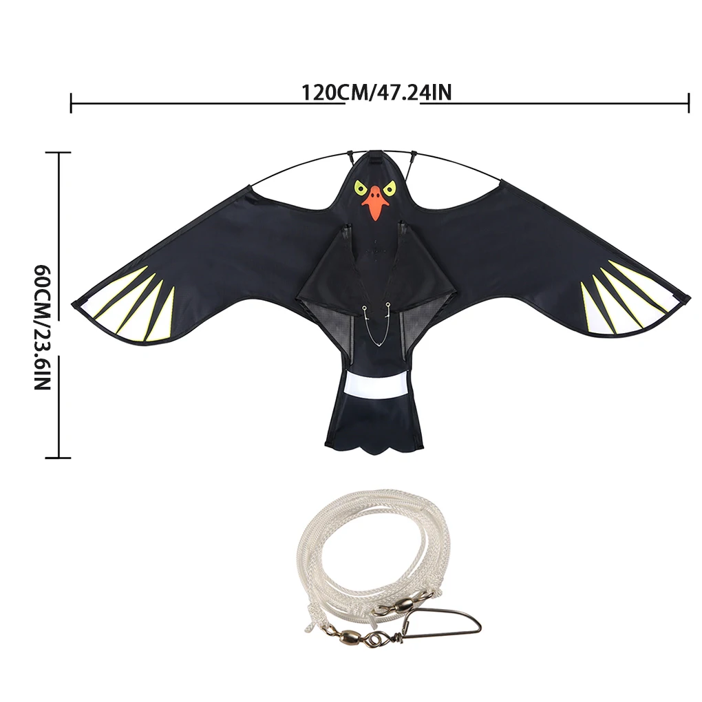 Repelente de aves de 1,2 m, emulación de cometa de águila, cometa de halcón volador, espantapájaros, repelente de aves para jardín, espantapájaros