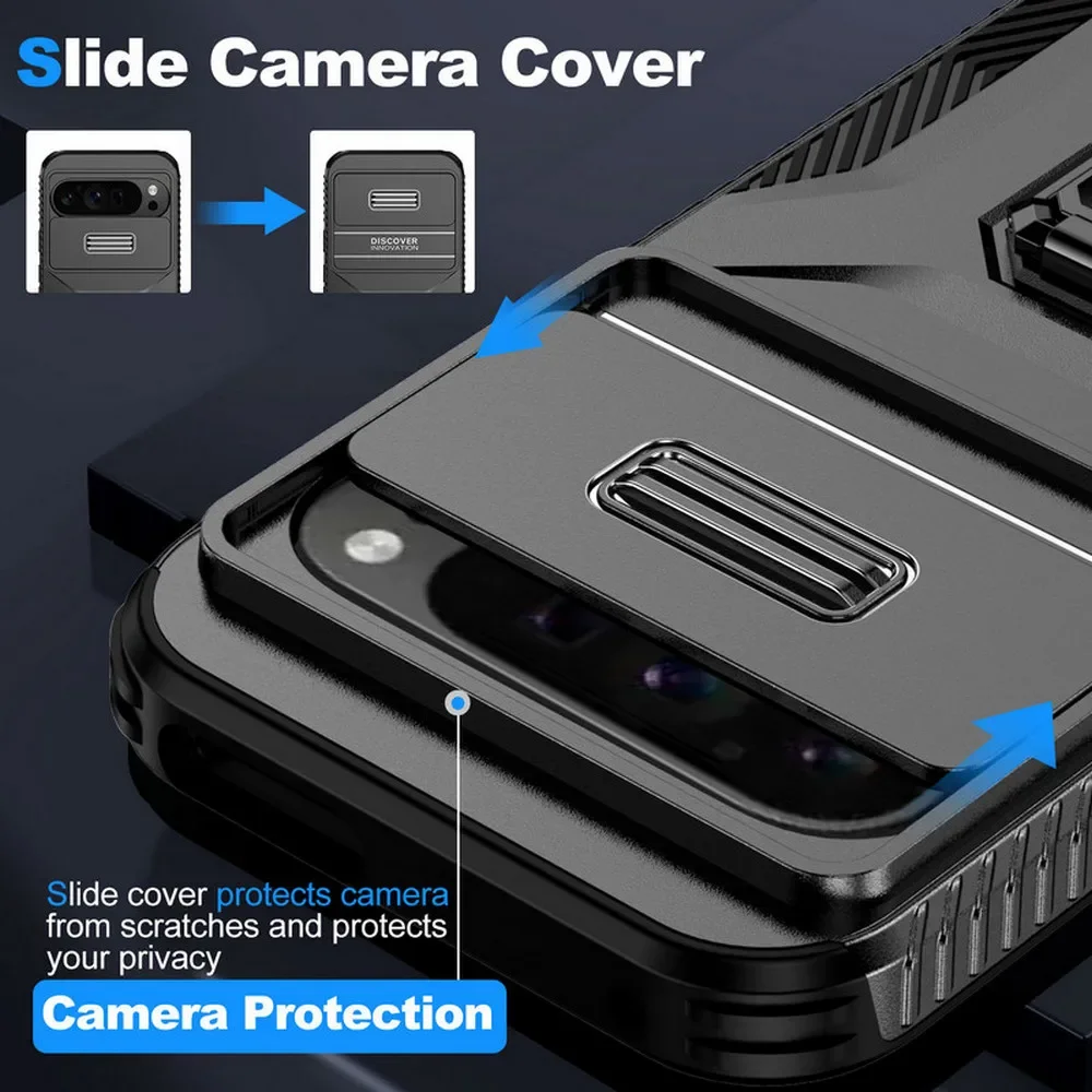Pixel 9 Pro XL 5G 2024 Shockproof Case For Google PIxel 8A Camera Slide 360 Protect Ring Funda Pixel 7 8 9 Pro 7A 8 A Back Cover