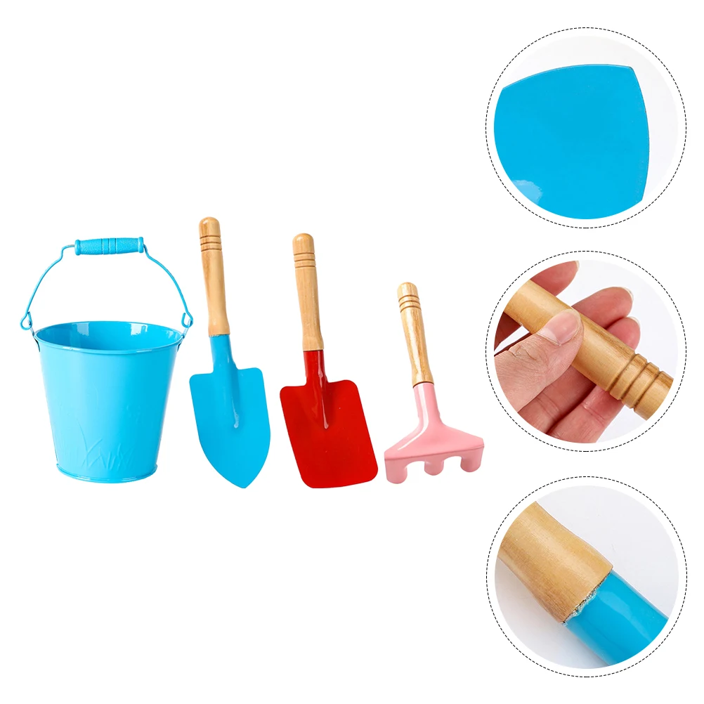 1 set 1 Set Kids Gardening Tools Mini Shovel Rake Hoe Bucket Outdoor Planting For Children Family Garden Yard Sand Beach