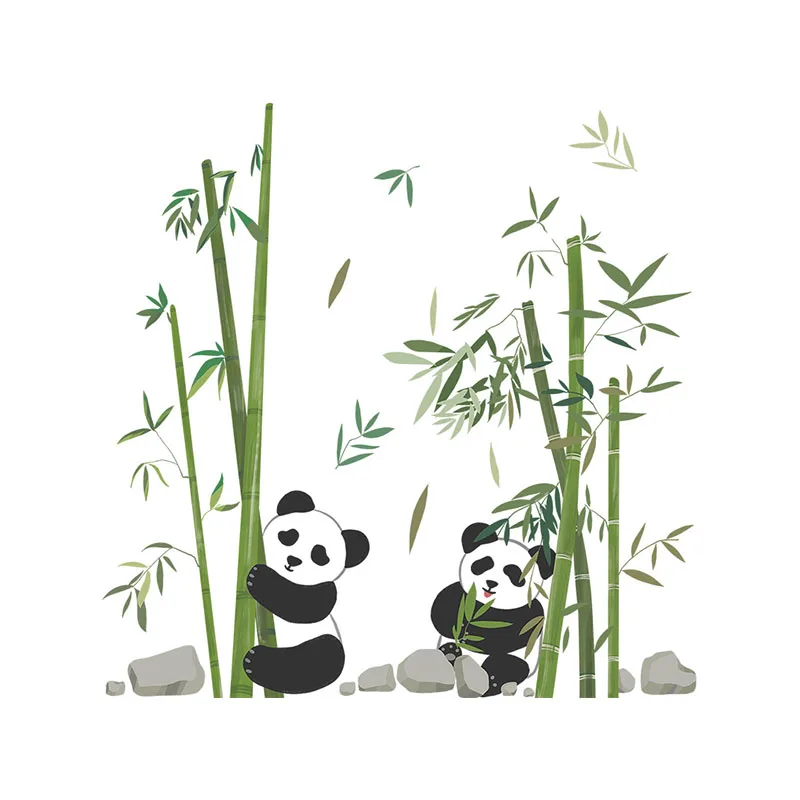 Cartoon Panda Eat Bamboo Wall Sticker Living Room Wall Decoration Beautification Bedroom Porch Layout Wallpaper Sticker