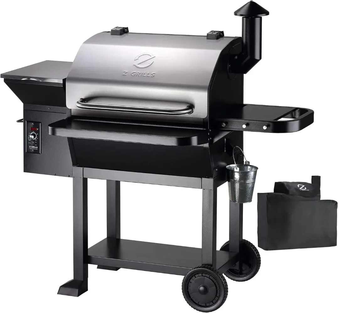 

Z GRILLS Wood Pellet Grill, 8 in 1 BBQ Smoker with Foldable Front Shelf, Ash Cleanout System