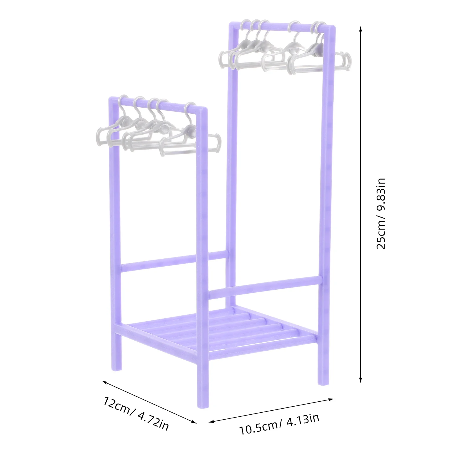 1Set Purple 30Cm Miniature Clothes Hanger Realistic Closet Organizer Dollhouse Wardrobe Furniture Accessory Clothes Rack