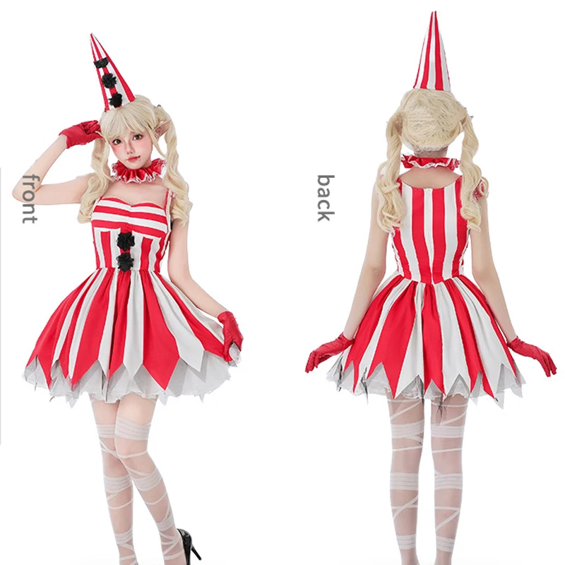 카니발 할로윈 레이디 서커스 광대 코스튬, 장난꾸러기 할리퀸 페니와이즈 예스터, 화려한 파티 원피스