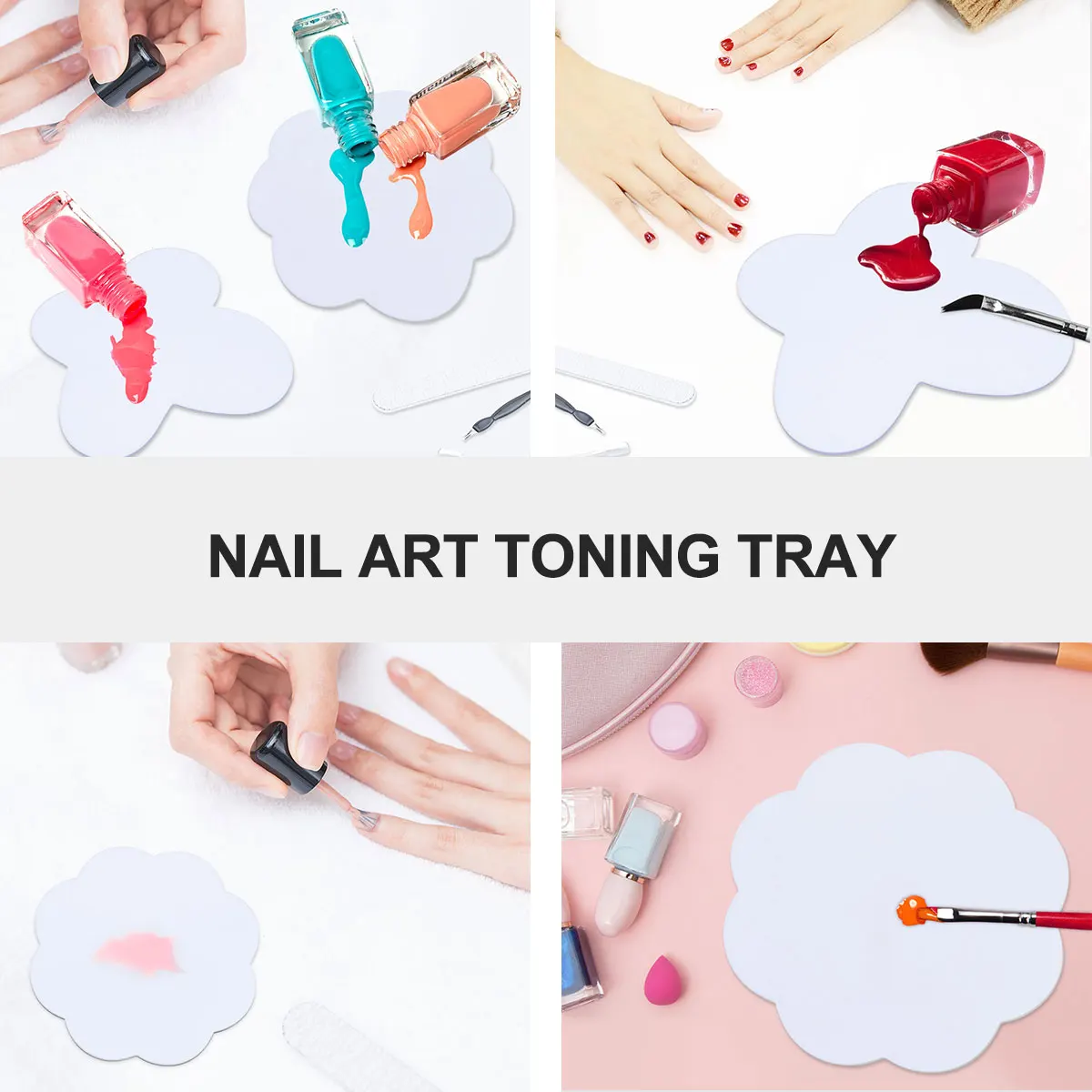 

Nail Pads 3 Bags Paint Tray Silicone Flowers Stylish Art DIY Craft Reusable Clean Portable Home Outdoor