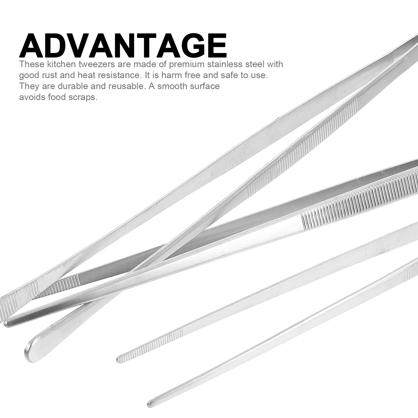 

3Pcs Stainless Steel Food Tweezers Set Premium Cooking Tongs for Kitchen Bbq Steak Serving Ergonomic Anti-Slip Design Small Food