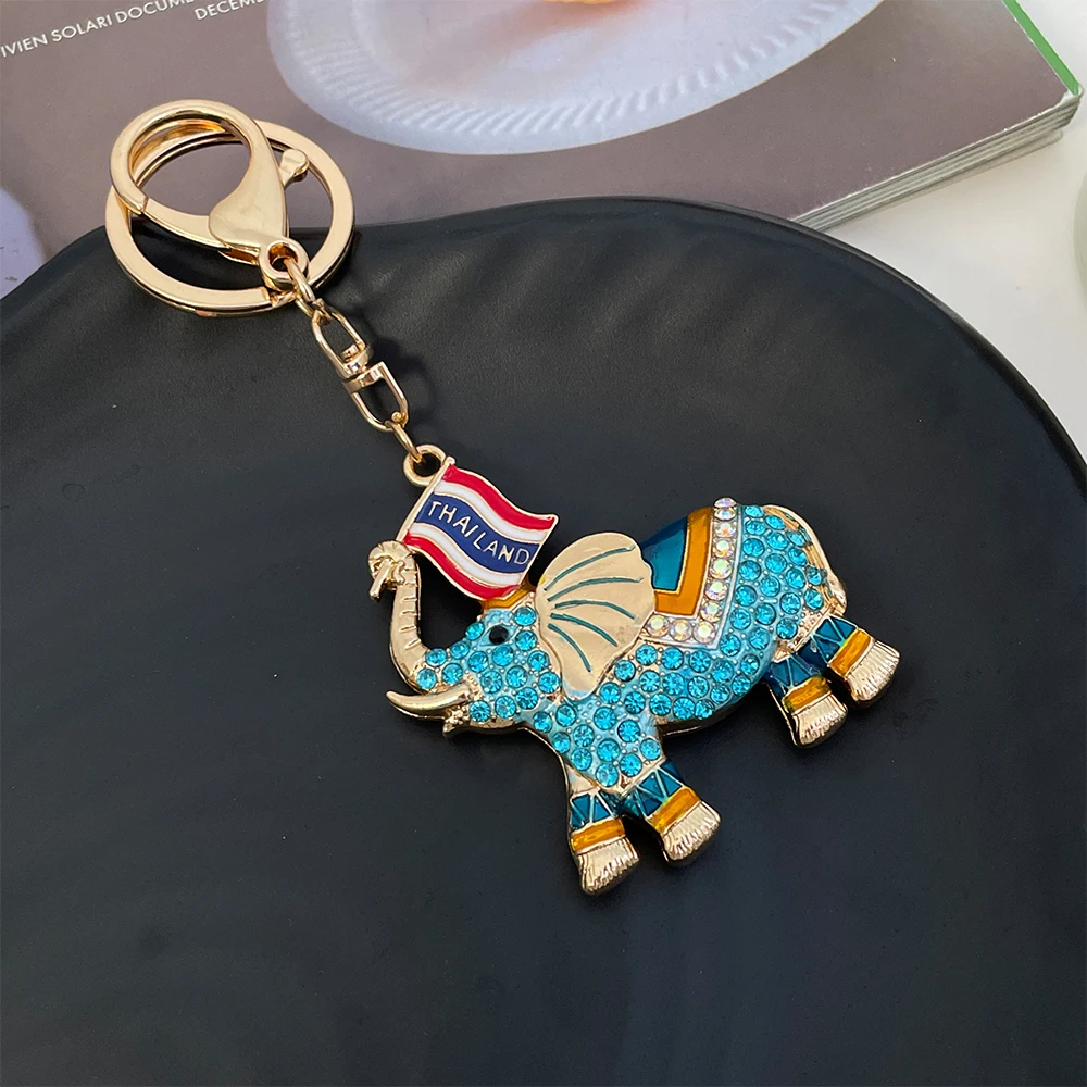 Luxury Crystal Elephant Keychain Women\'s Handbag Pendant Thailand Travel Souvenir Gift