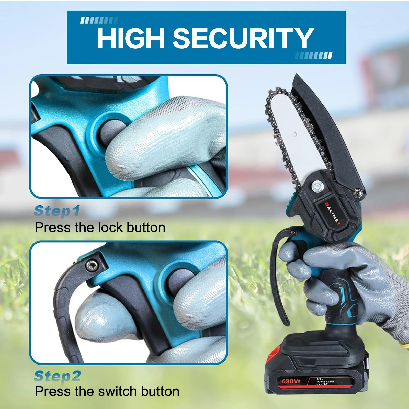 Cordless Rechargeable Handheld Pruning Chainsaw 4 Inch 6 Inch Mini Electric Chainsaw for Garden Tree Branch Trimming Backyard Wood Cutting Portable Power Tool Kit Wireless Saw for Home DIY Projects and Outdoor Maintenance