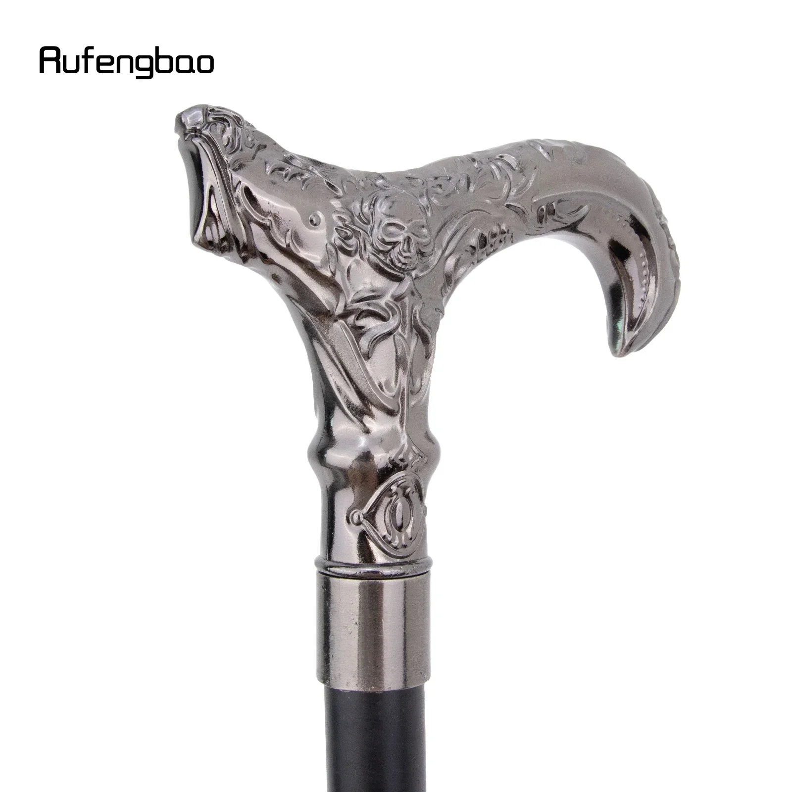 Bastone da passeggio con testa di fiore con teschio in argento Bastone da passeggio decorativo alla moda Gentiluomo Elegante pomello per canna cosplay Crosier 93 cm