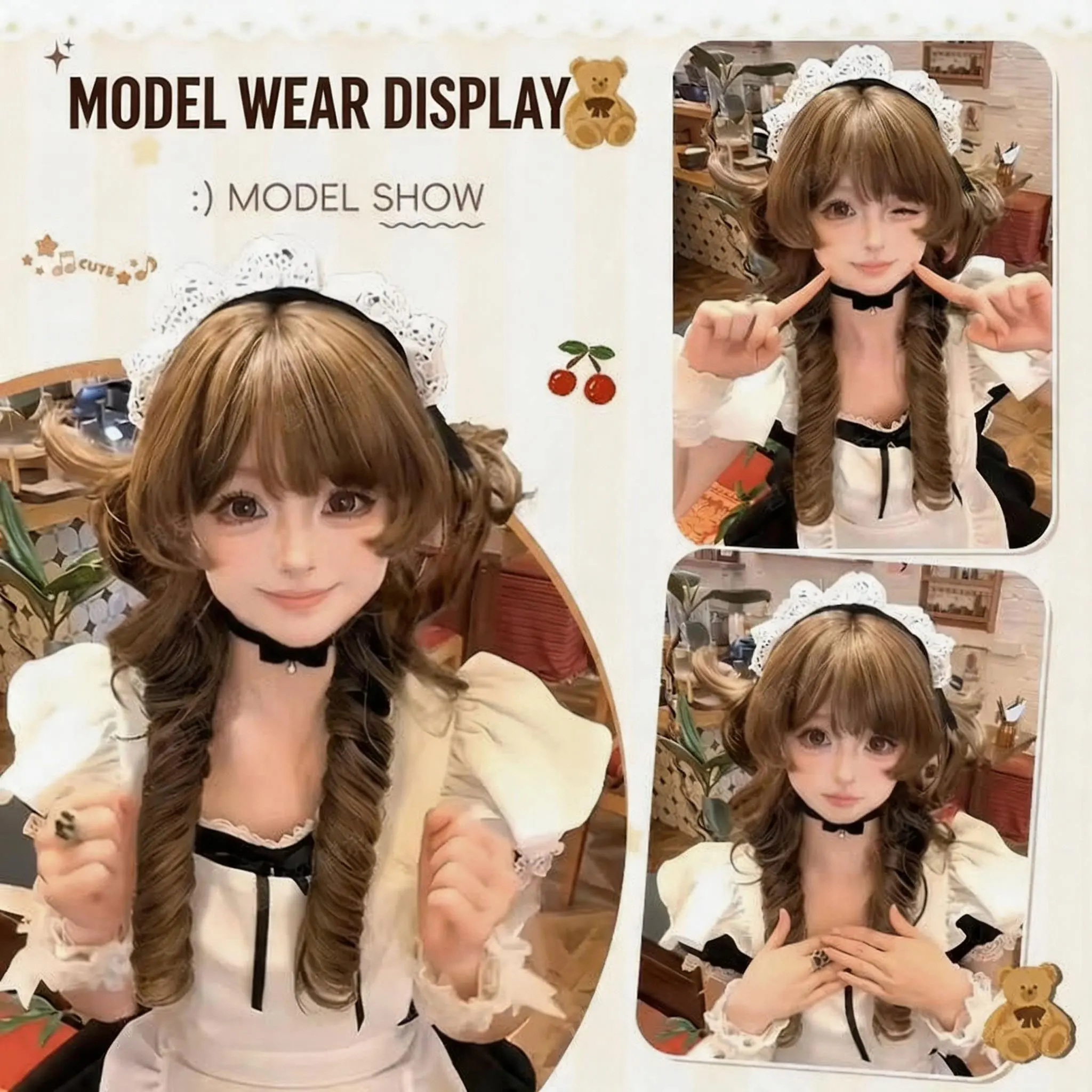 Anime Wig Female Costumes Long Curly Water Jelly Hair Ash Blonde Full Volume Waves Synthetic Hair Natural Wave Face Framing