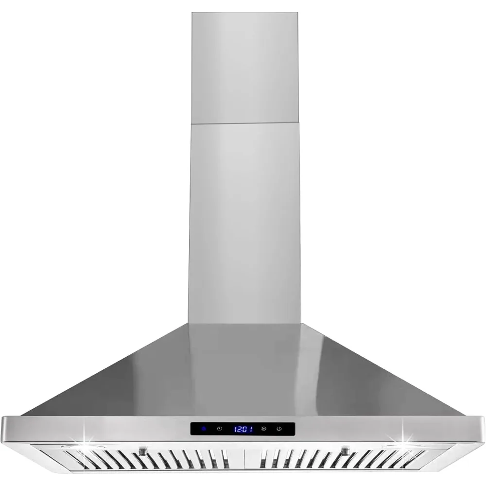 Wall Mount Kitchen Hood 30 inch, Ducted/Ductless Range Hood with Delayed Shutdown Function, 700CFM, 3 Speed Fan