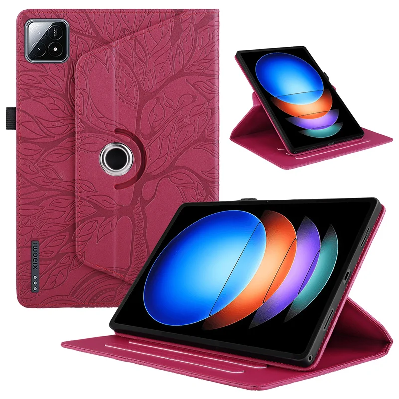 For Xiaomi Pad 6s Pro Case 12.4'' 360 Rotation Tree Imprinted Stand Tablet Cover Funda for Xiaomi Mi Pad 6s Pro 12 4 Tablet Case