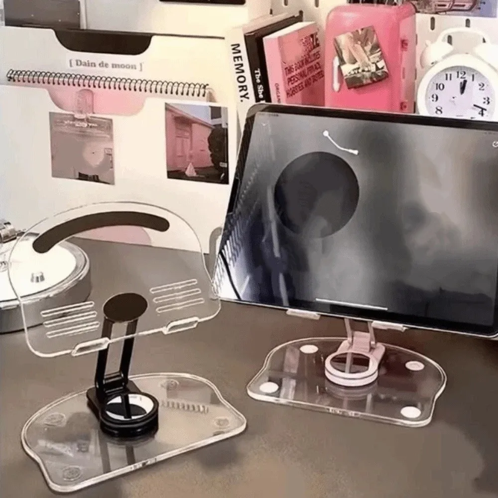 Portable 360° Rotation Tablet Stand Swivel Sturdy Foldable Mobile Holder Transparent Durable Phone Tablet Stand Desktop Stand