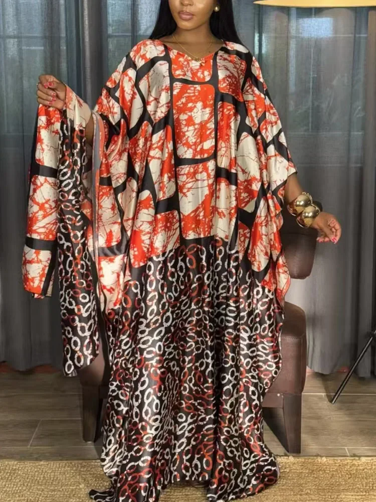 

Мягкое хлопковое платье для Рамадана для женщин, кафтан Boubou с африканским принтом, длинное платье Анкара для вечеринки