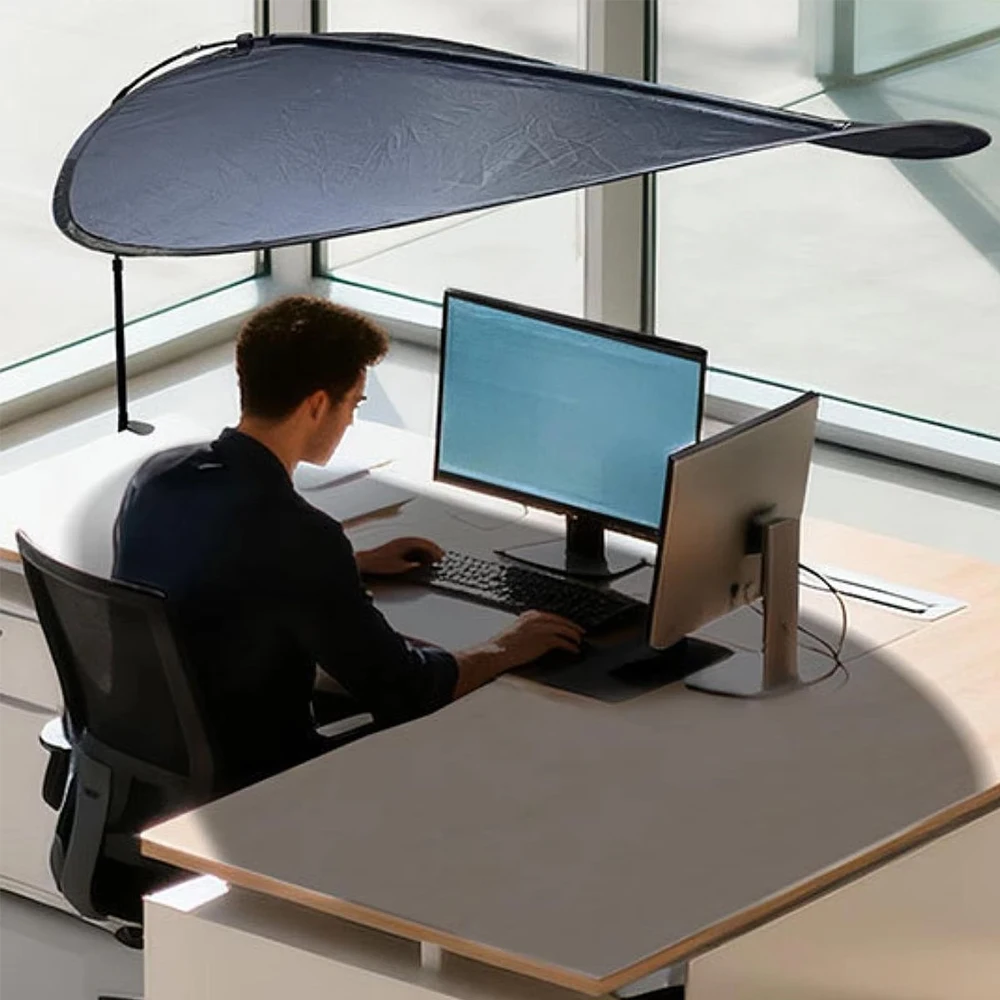 Laptop Sun Shade Polyester Folding Office Desk Shade 360° Flexible Adjustable Cubicle Desk Shade Anti-Glare Working Laptop Visor