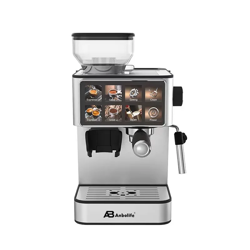 Anbolife Espresso Machine with Built-in Grinder, 20 Bar Bean to Cup Coffee with Milk Frother, Touch Screen Control OEM