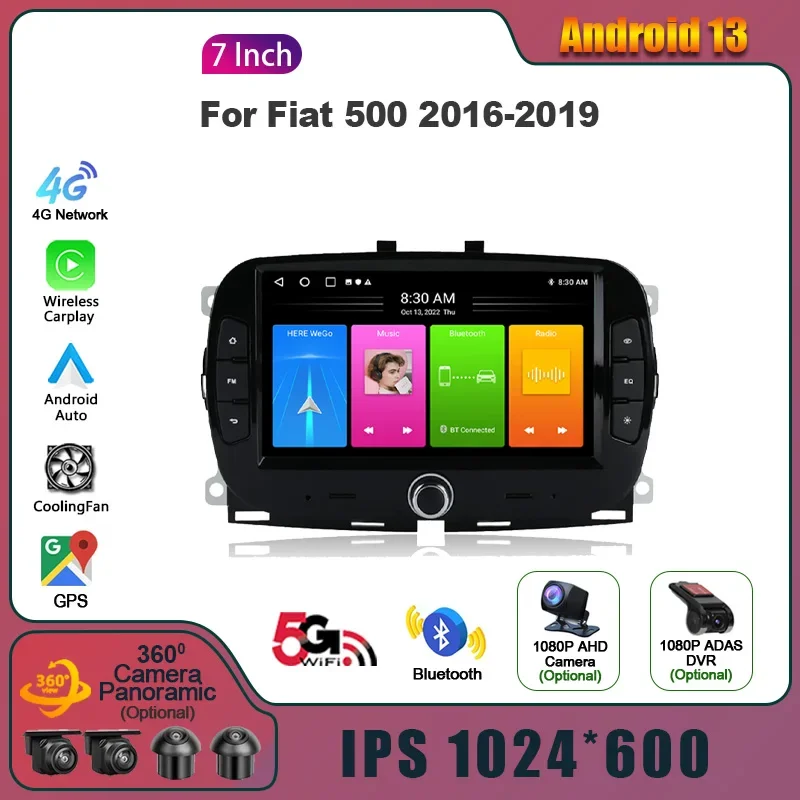 

7inch AI Carplay Android Car Radio For Fiat 500 2016-2019 R280 R300 R320 R350 R500 R63 AMG autoradio GPS Navi