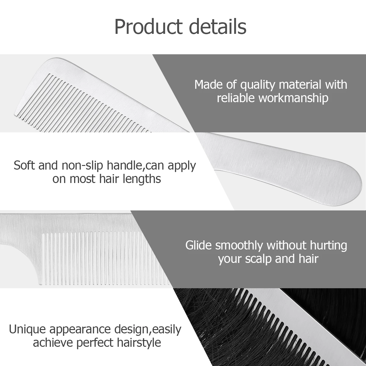 

1pc Titanium Comb Durable Barber Hairdressing Tool Salon Barber Accessories Home Use Thick Curly Hair 22X5Cm Silver