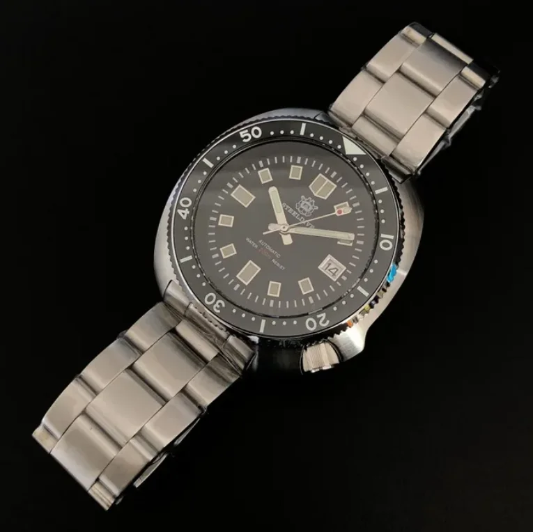 STEELDIVE Men Automatic Watch 43.8mm Mechanical Wristwatch Diver 20Bar Waterproof Sapphire Mirror Luminous NH35 Ceramic Bezel