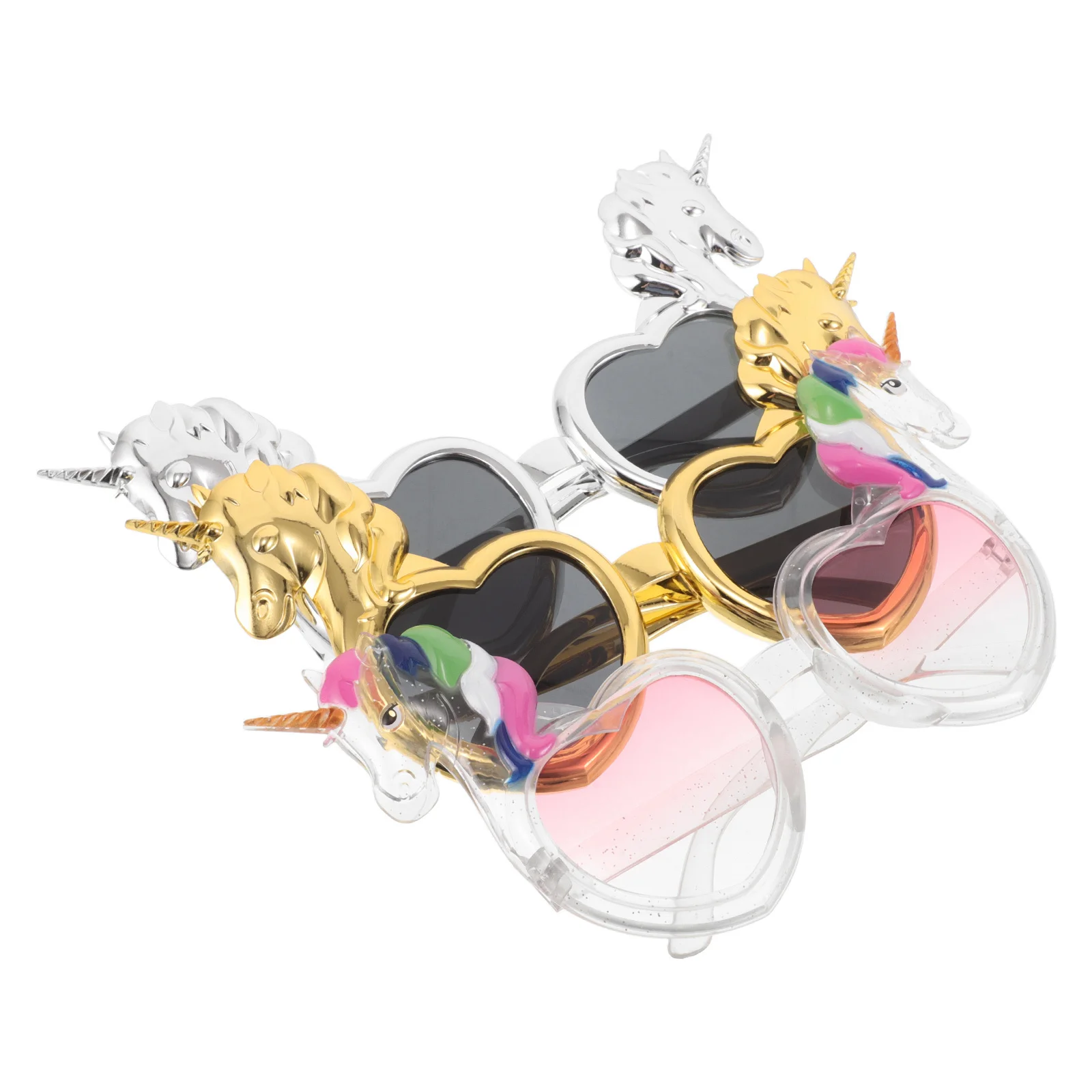 

3Pcs Transparent Unicorn Glasses Rainbow Design Birthday Party Photo Booth Props Creative Eyewear Glasses Party Favor