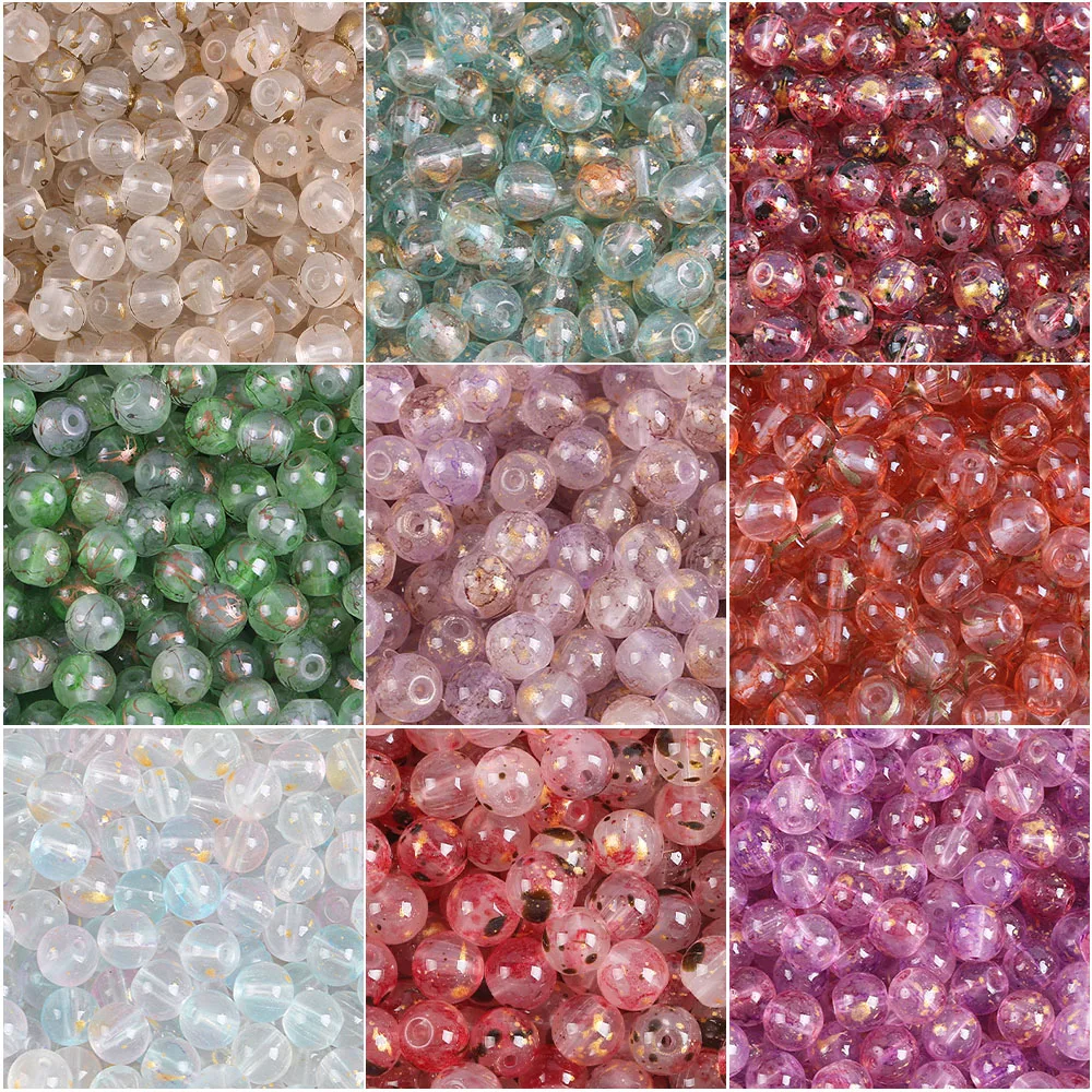 8 10mm Gradient Dual Color Glass Beads Round Spacer Bead for Earring Bracelet Necklace Keychain DIY Jewelry Making Accessories