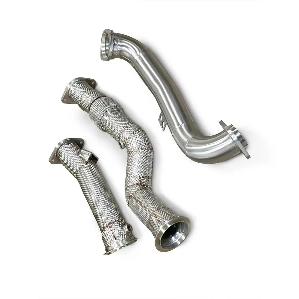 Stainless steel exhaust downpipe for BMW M3  G80 S58 3.0T 2021-2023 straight through downpiepe with insulation panel