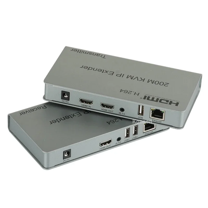 200M HDMI USB KVM Extender over IP Rj45 CAT5e/6 1080P H.264 HDMI USB Extension Transmit Support TX to Many RX via Network Switch