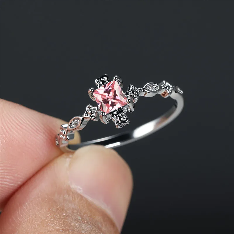 Trendy Black Zircon Square Crystal Wedding Ring