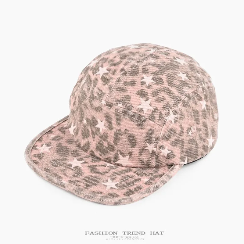 Individuell bedruckte, bestickte Logo-Kappe im amerikanischen Retro-Leopardenmuster mit flachem Schirm für Männer und Frauen, Sonnenblende, Baseballkappe – Detail 3