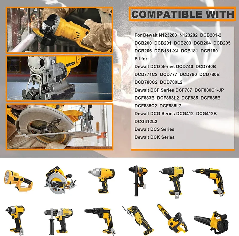 Aokaidikui  20V/18V 5000mAh Replacement Battery Compatible with Dewalt DCB200 DCB203 DCB204 DCD780 DCD785 Li-ion Battery Tools