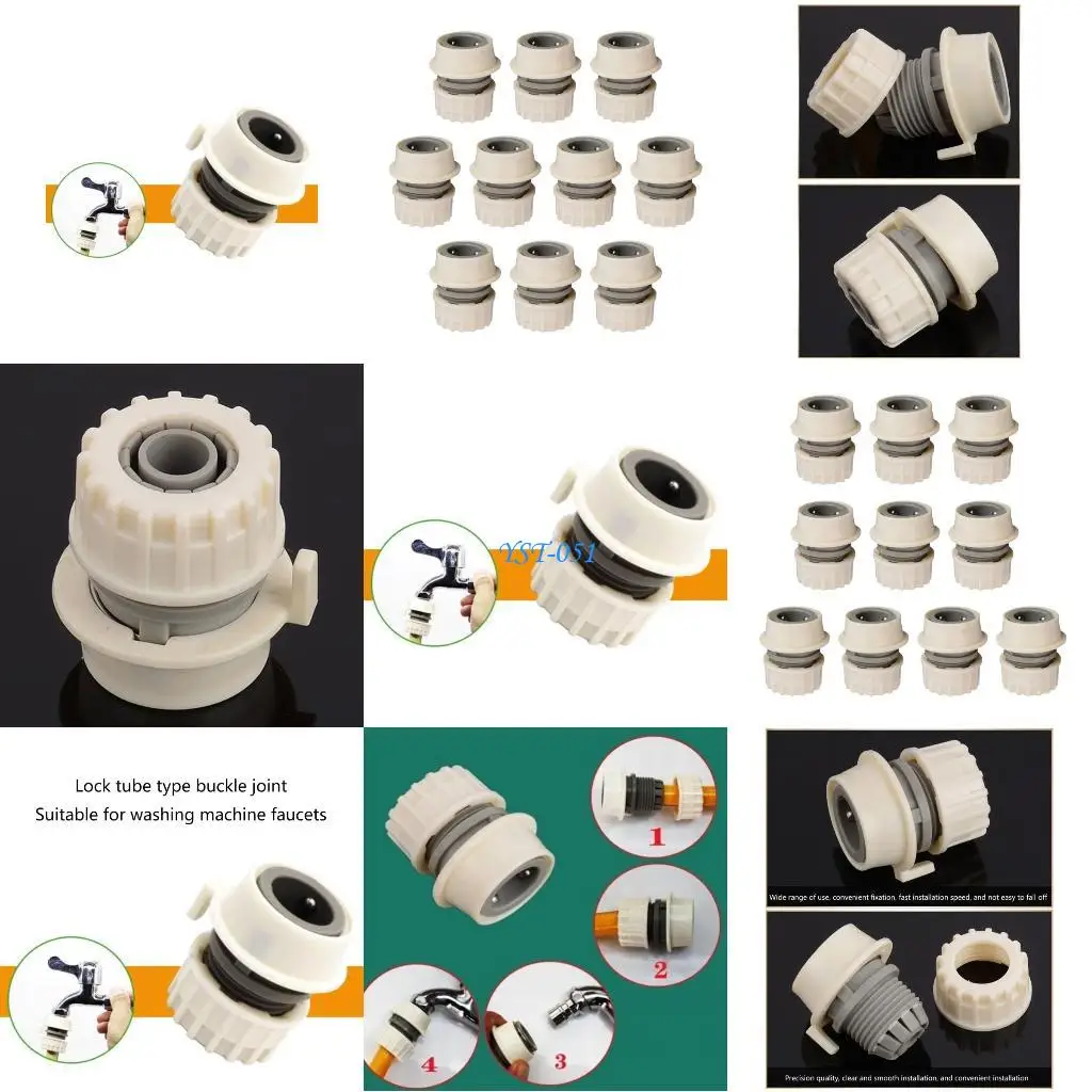 

E15A 10 Pack Lock Tube Washing Machine Adapter Fast-Fit Faucet Buckle for 1/2" Hoses
