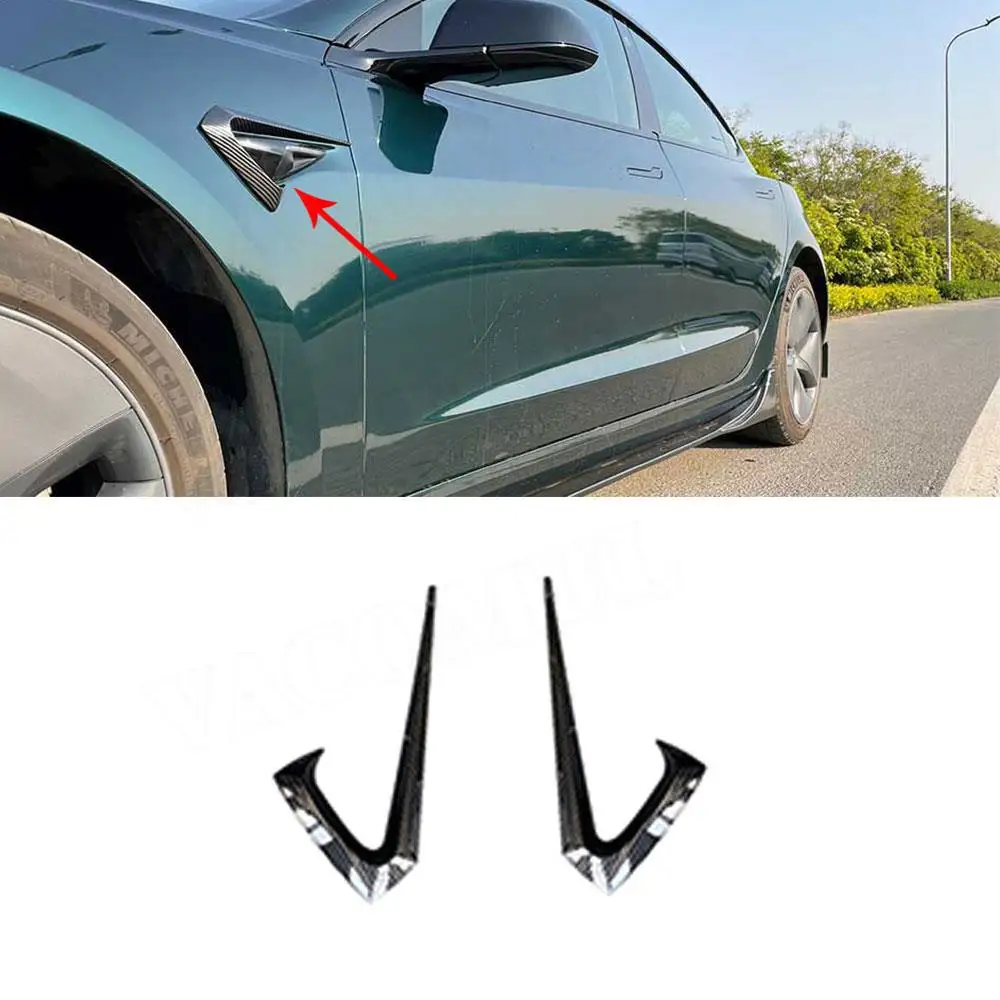 

Car Front Bumper Side Trim Canards For Tesla Model 3 Fin Air Knife Wingle Car Bodykits ABS Carbon Look/Gloss black