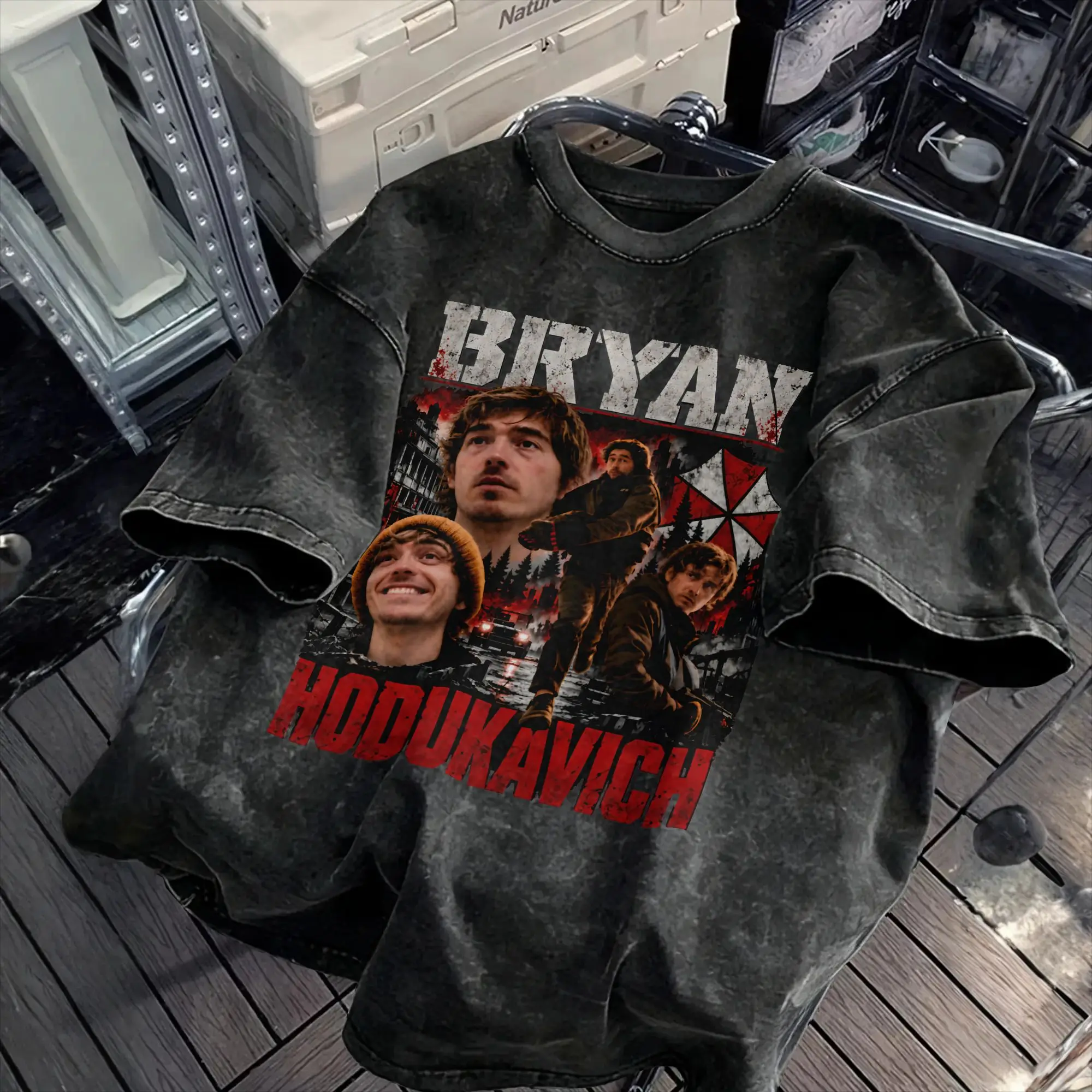 Resident Evil Movie Bryan Hodukavich T-Shirts Men Round Neck Pure Cotton Washed T Shirts  Short Sleeve Tee Shirt  Size Clothes