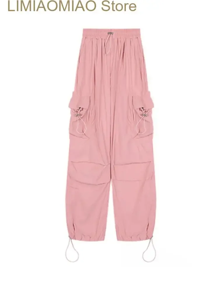 New Korean Style Fashion Cargo Pants Women Pockets Vintage Casual Pants Female High Waist Designer Streetwear Pants