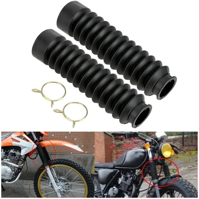 2Pcs Motorcycle Dust Proof Sleeve Protector Damping Rubber Front Fork Shock Absorber Dust Cover Gaiters Gators Boots Universal