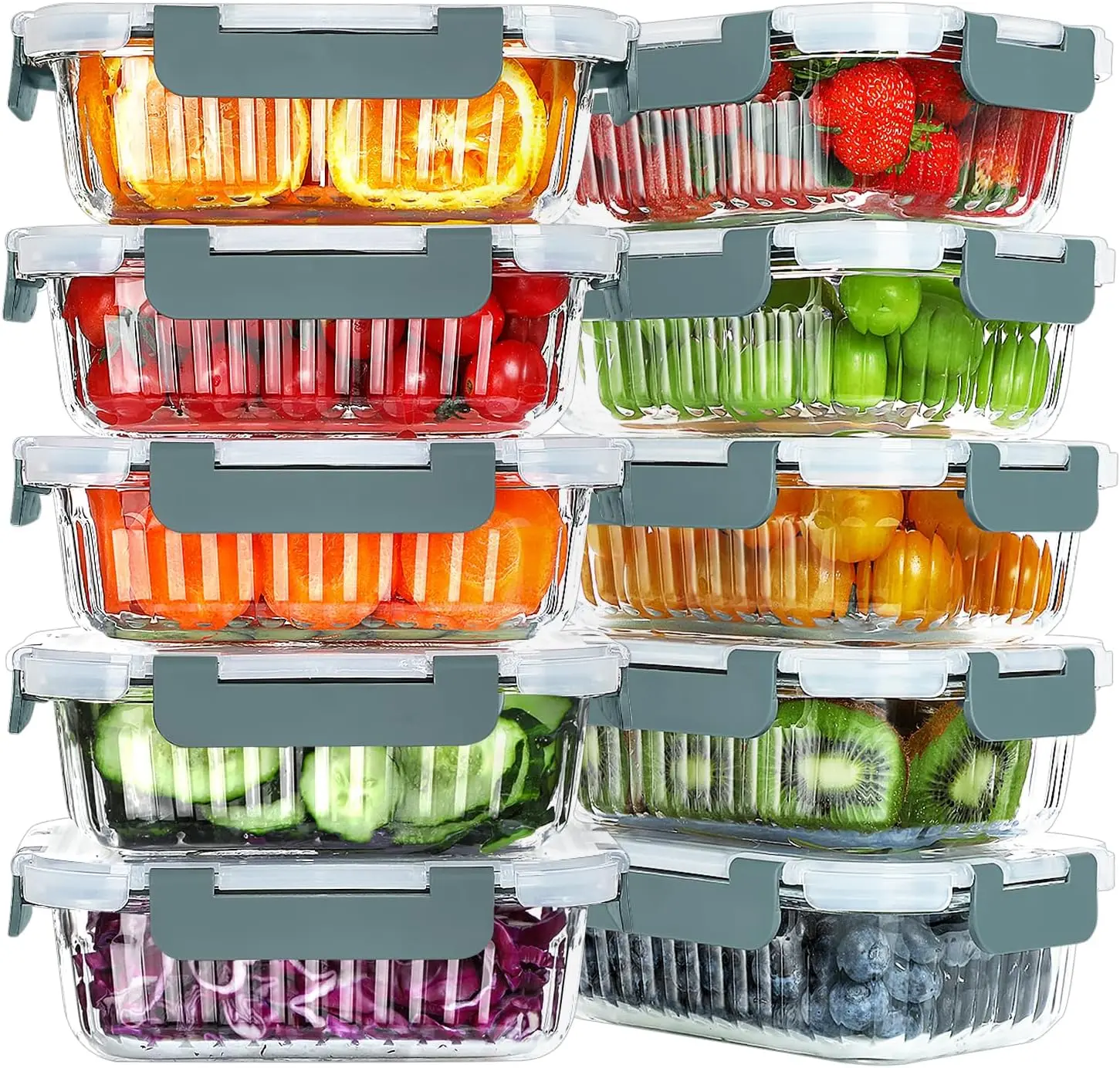 

10 Packs 22 oz Glass Meal Prep Containers, Glass Food Storage Containers with Lids, Airtight Glass Lunch Containers, Microwave,