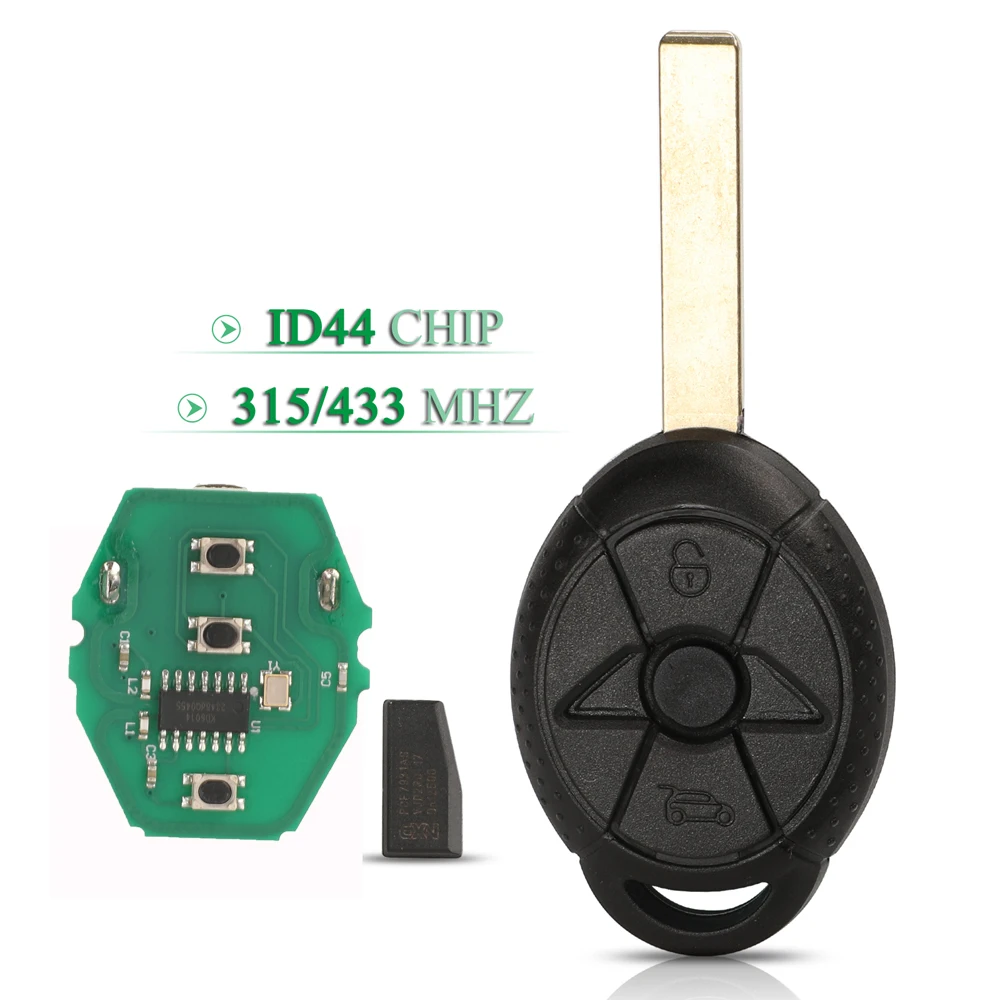 

jingyuqin 2 кнопки для старого BMW Mini Cooper S R50 R53 пульт дистанционного управления автомобильный ключ 315 МГц/433 МГц ID44 чип брелок HU92 замена лезвия