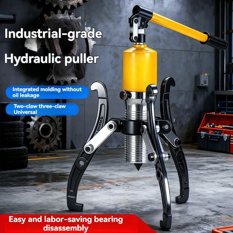 Industrial 3-Jaw Hydraulic Puller Set, Universal Bearing Removal Tool, Heavy Duty Gear Puller for Auto Repair