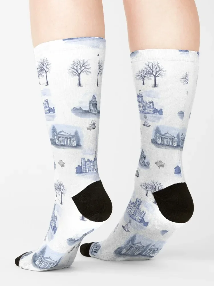 Downton Abbey inspired Toile Calcetines para hombre y mujer, medias térmicas de hiphop para gimnasio, Invierno