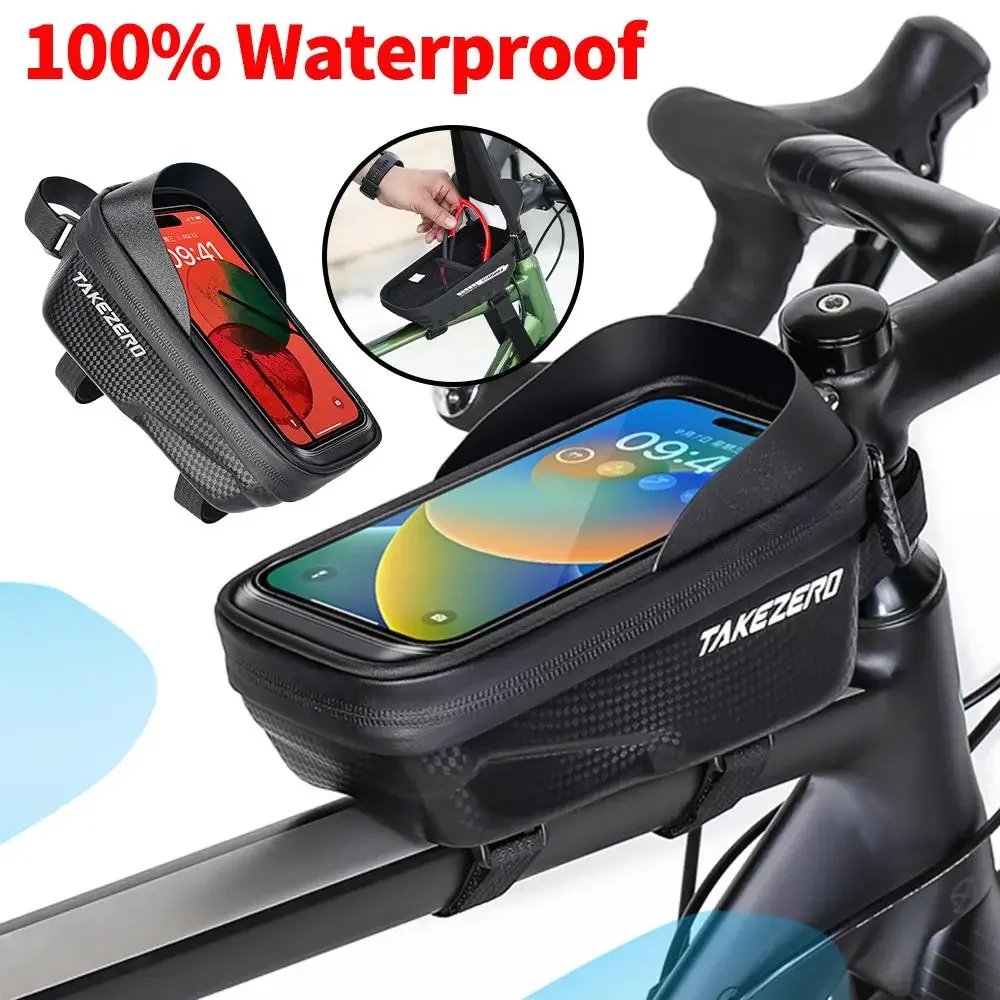 

Touch Screen Bike Top Tube Bag Bike Pouch Bicycle Front Frame Bag Touch Screen Cycling Bag PU Bike Phone Bag Fit for 7 In Phones