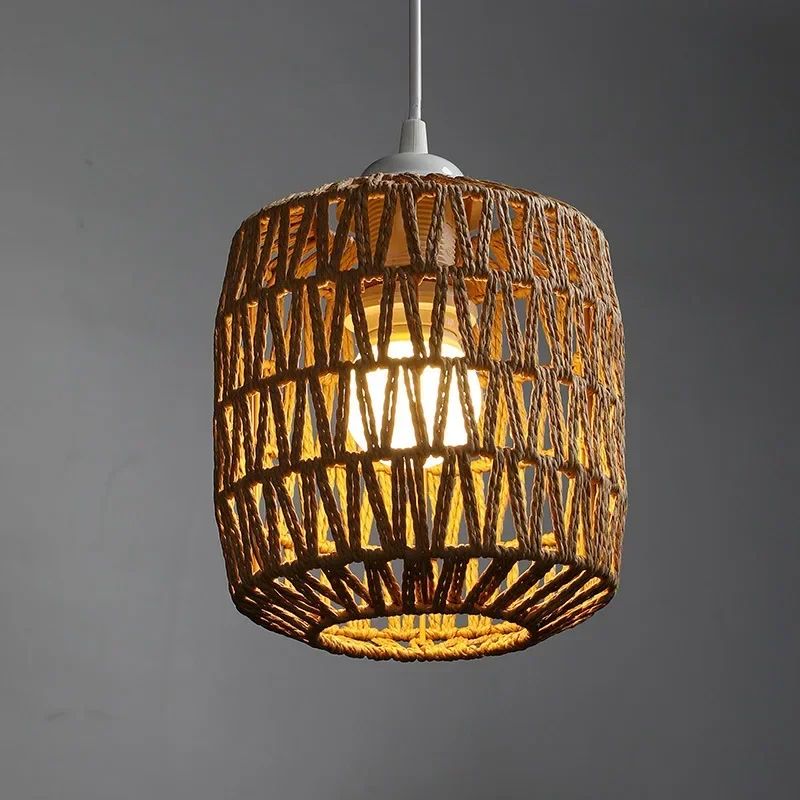 Lamp Shade Light Cover Pendant Woven Rattan Ceiling Chandelier Lampshade Shades Hanging For Indoor Kitchen Cafe Restaurant