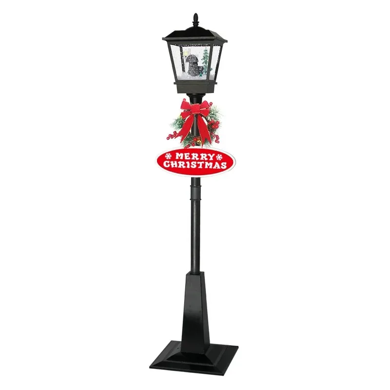 Christmas Decor Street Lamp Post Musical LED Light Prop Rainproof Snowing Street Lamp for Christmas Decoration